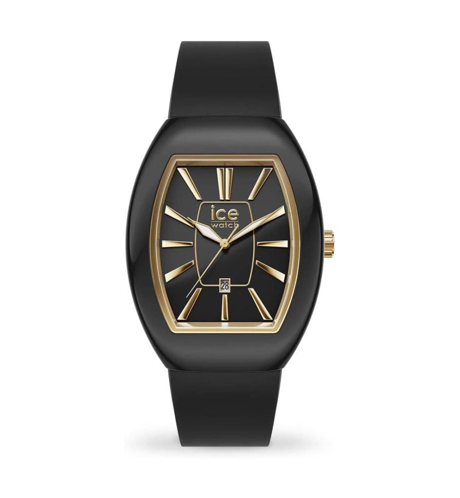 Montre à quartz en silicone noir - 45 mm
