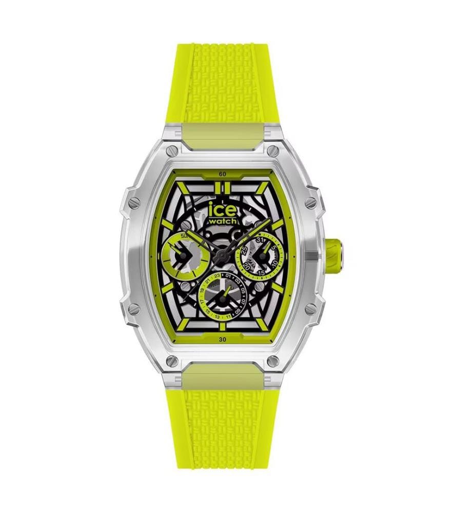 Montre à quartz en silicone jaune - 45 mm
