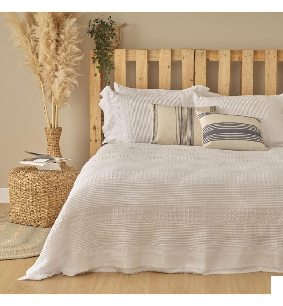 Set couvre-lit simple Marine 180x260 cm - Blanc