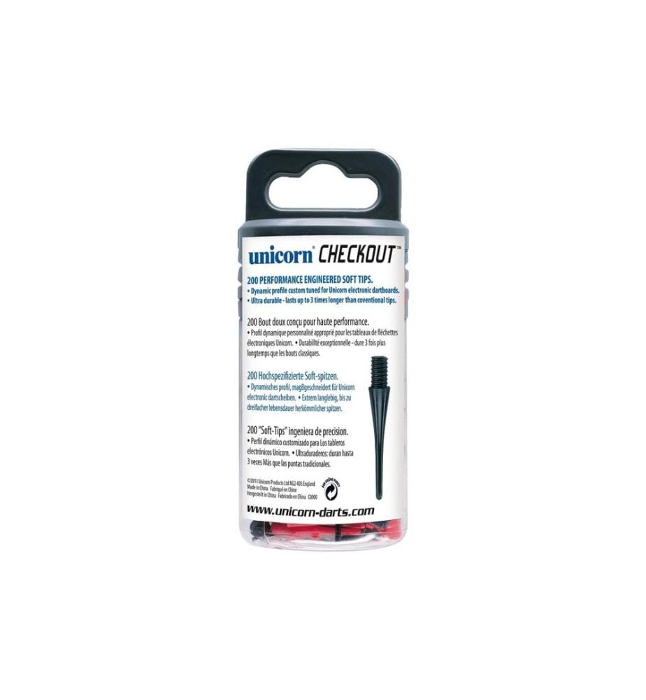 UNICORN - CHECKOUT SOFT TIPS - Noir / Rouge, 200 pcs