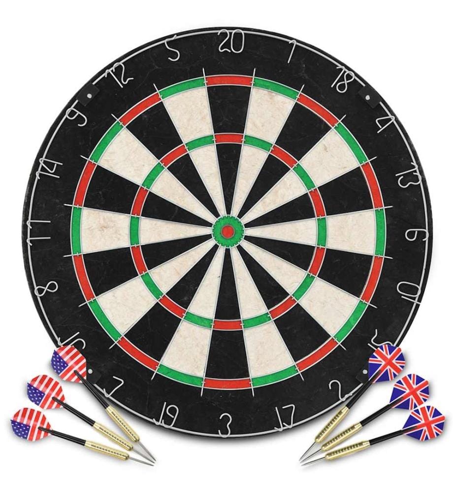 Jeu de cibles professionnel en sisal avec 6 fléchettes