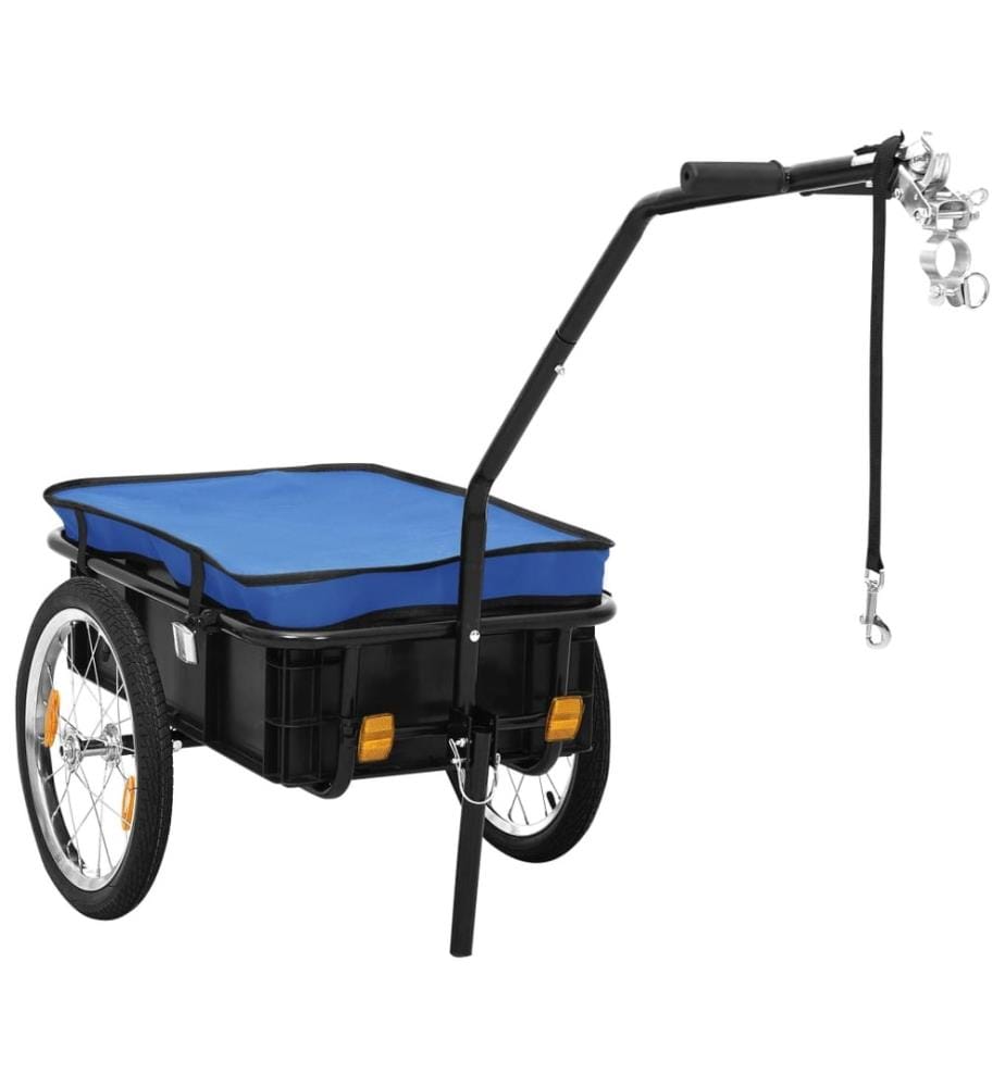 Remorque de vélo/chariot à main 155x60x83 cm acier bleu