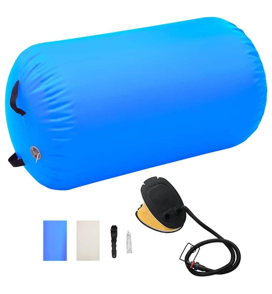 Rouleau gonflable de gymnastique avec pompe 100x60 cm PVC Bleu