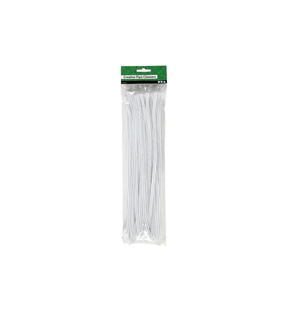 CREATIV COMPANY - Fil-chenille 6 mm 50 pièces, blanc