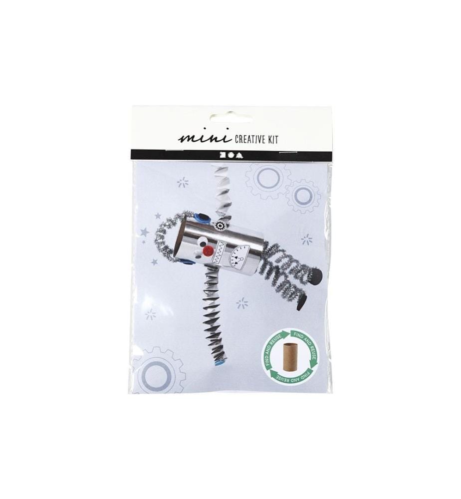 CREATIV COMPANY - Kits de bricolage Mini robot à rouleau de papier toilette 7 pièces, argent