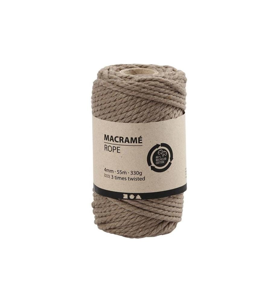 CREATIV COMPANY - Fil de coton Corde à macramé 330 g, Brun clair