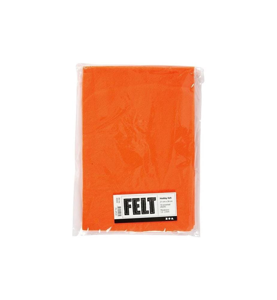 CREATIV COMPANY - Feutre de bricolage 1.5 - 2 mm, A4, 10 feuilles, Orange