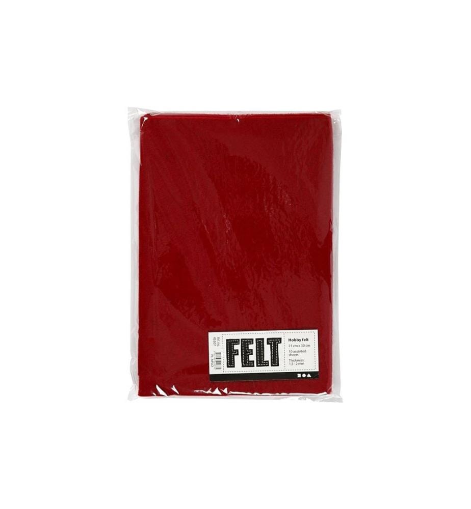 CREATIV COMPANY - Feutre de bricolage 1.5 - 2 mm, A4, 10 feuilles, Rouge foncé