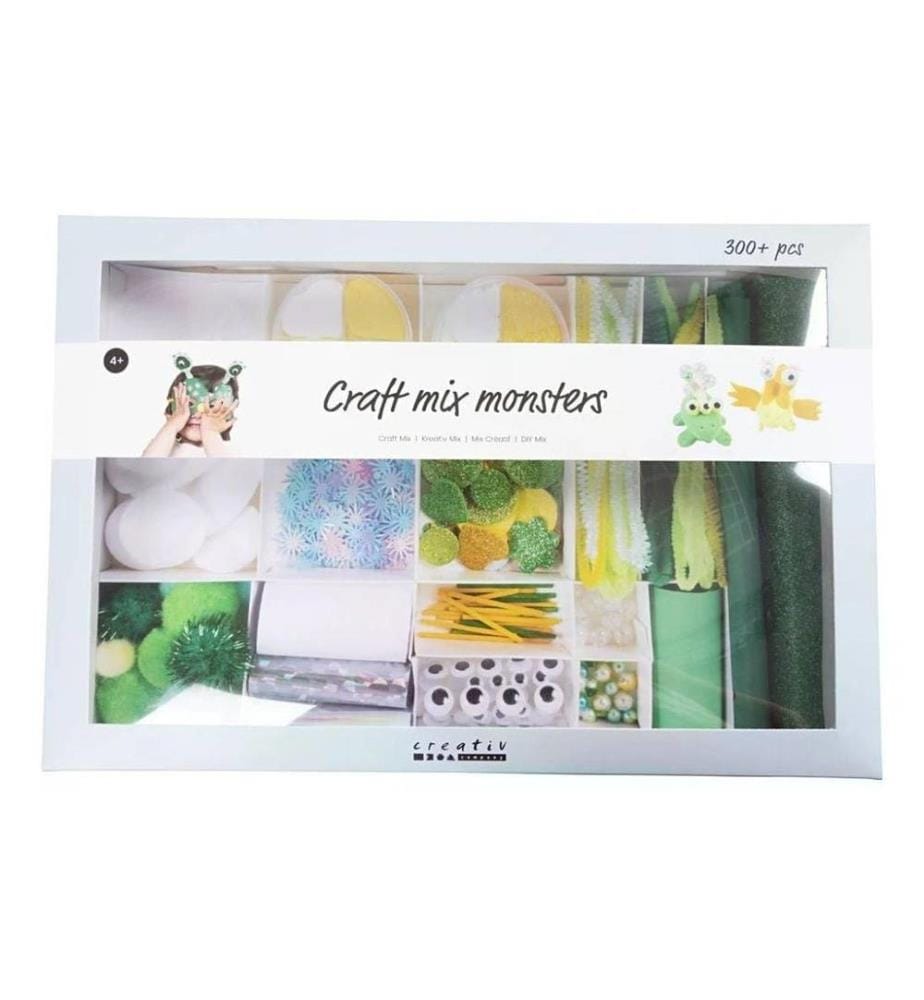 CREATIV COMPANY - Kits de bricolage Mix créatif Monstres Vert/Jaune