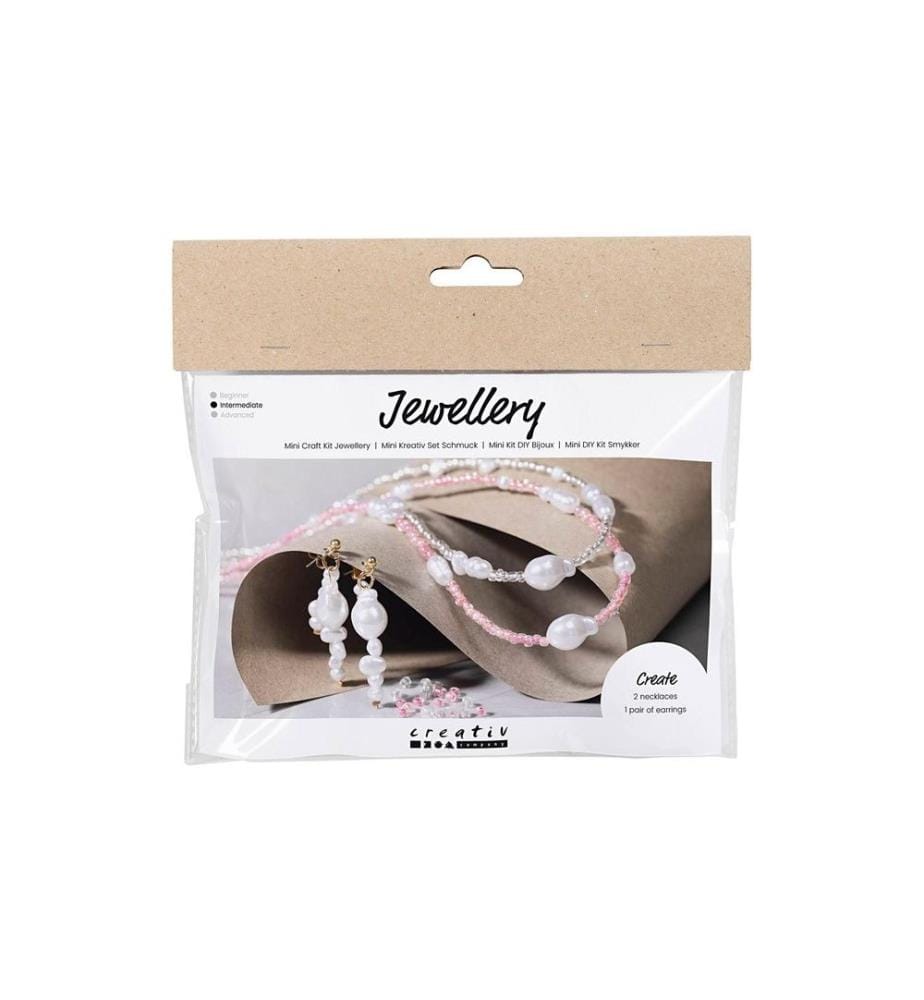 CREATIV COMPANY - Kits de bricolage pour bijoux Colliers et boucles d'oreilles rose/blanc