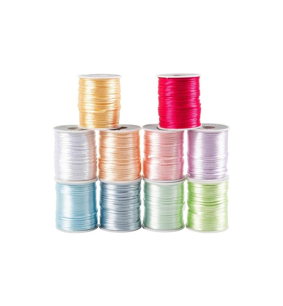 CREATIV COMPANY - Ruban de satin 2 mm x 50 m, multicolore assorti, 10 pièces
