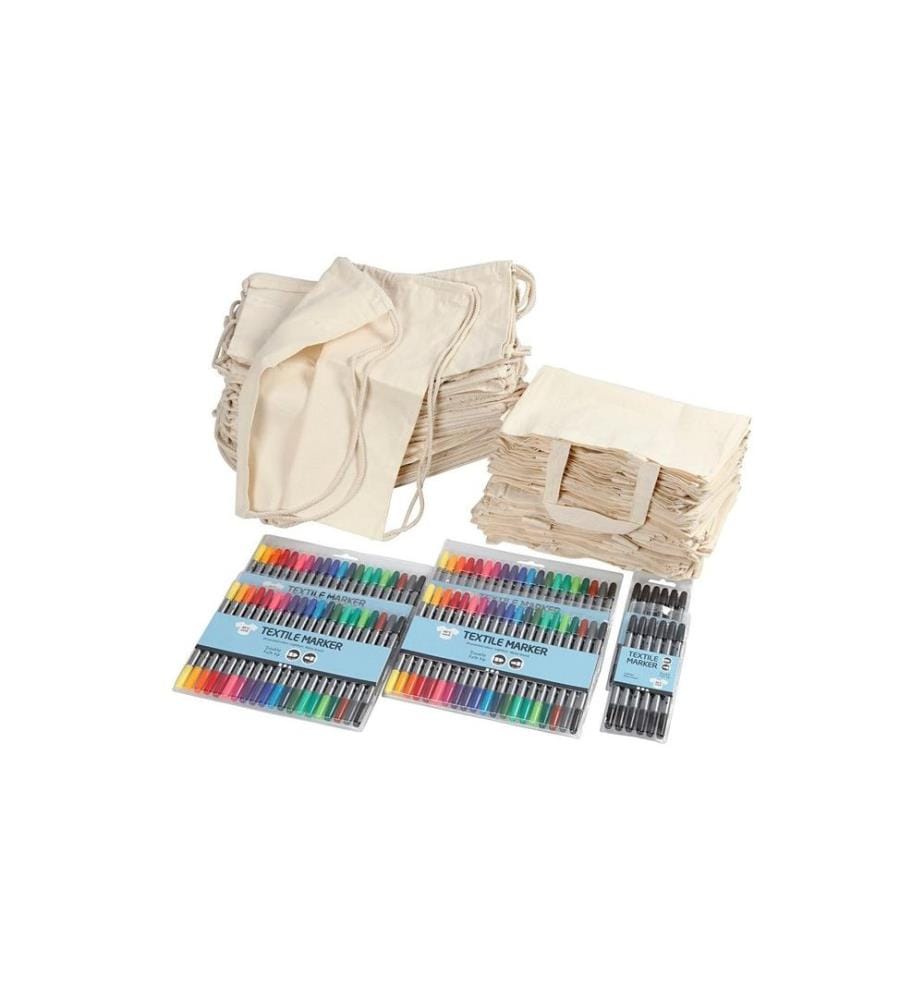 CREATIV COMPANY - Pochette en tissu et des stylos Coton, 1 Pièce/s, Blanc