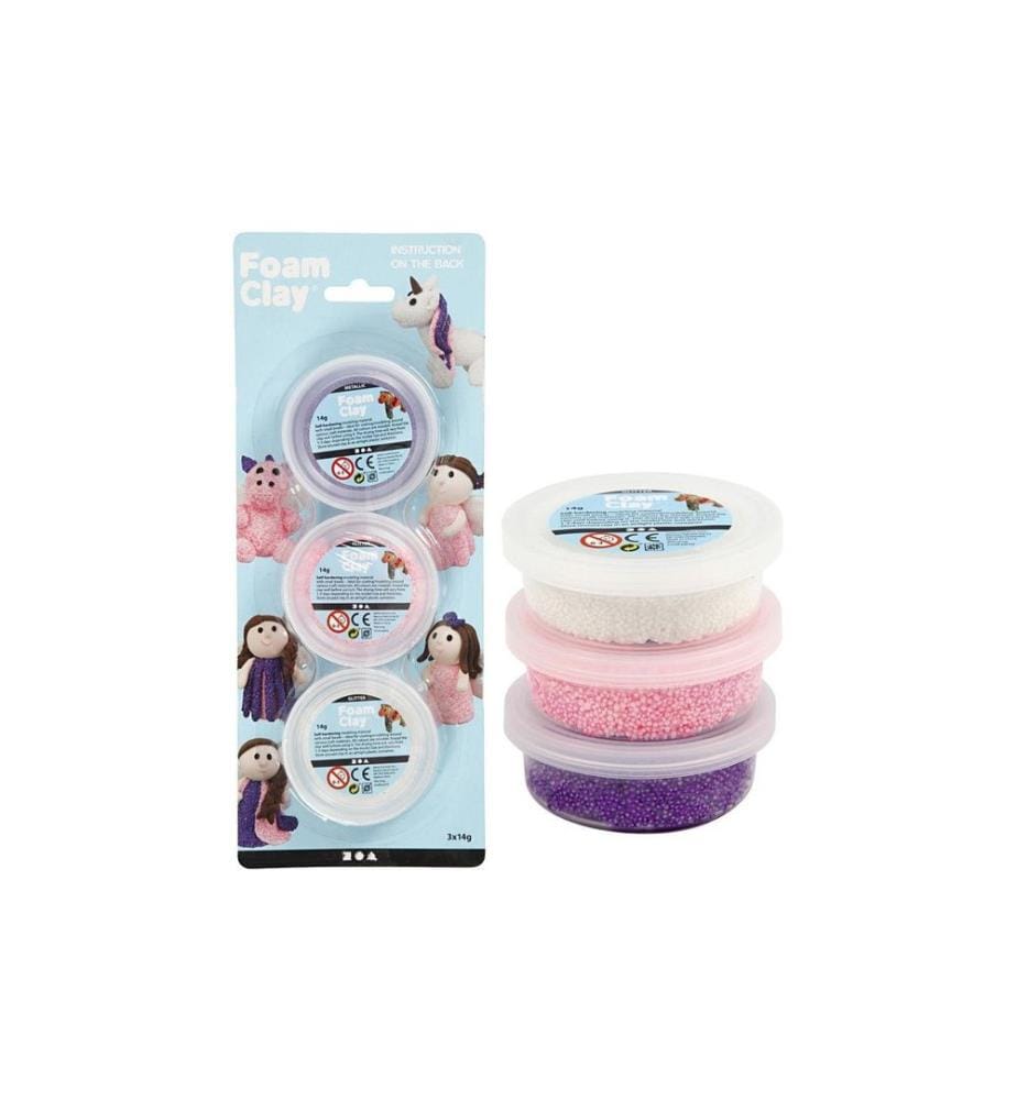 CREATIV COMPANY - Set de modélisation Foam Clay 3 x 14 g blanc ; violet ; rose