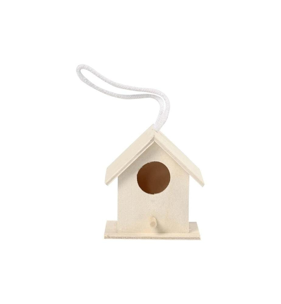 CREATIV COMPANY - Article en bois Maison des oiseaux Mini, Brun clair, 1