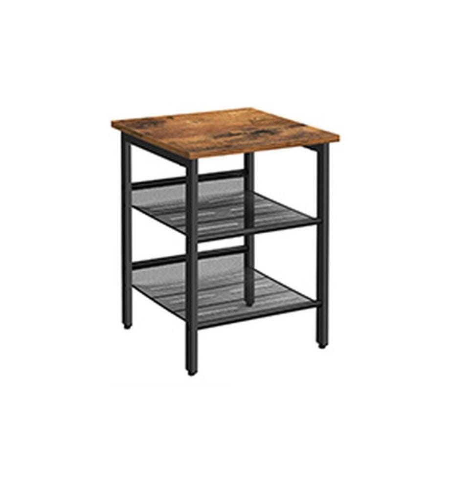 VASAGLE - Table d'appoint avec 2 étagères grillagées 40 x 55 cm, Noir/Brun