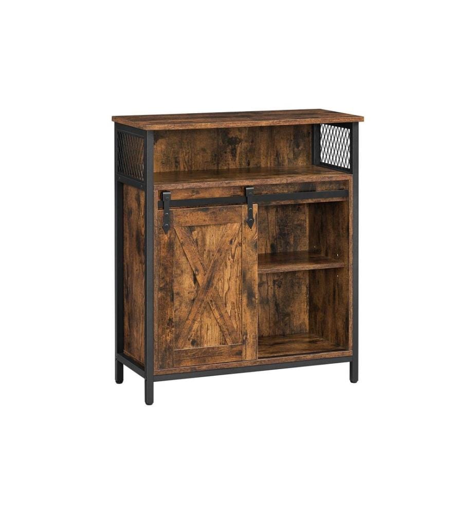 VASAGLE - Commode avec porte coulissante 70 x 80 cm, Noir/Brun