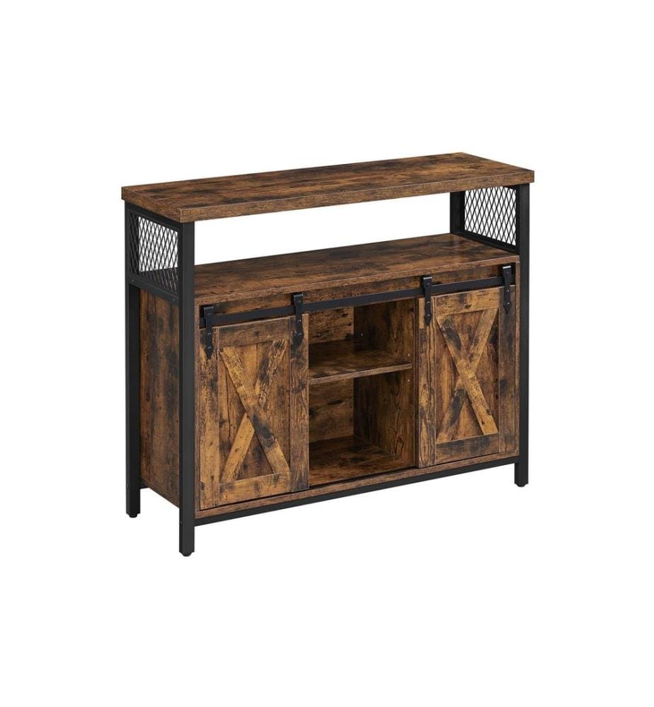 VASAGLE - Buffet avec 2 portes coulissantes 100 x 80 cm, Noir/Brun