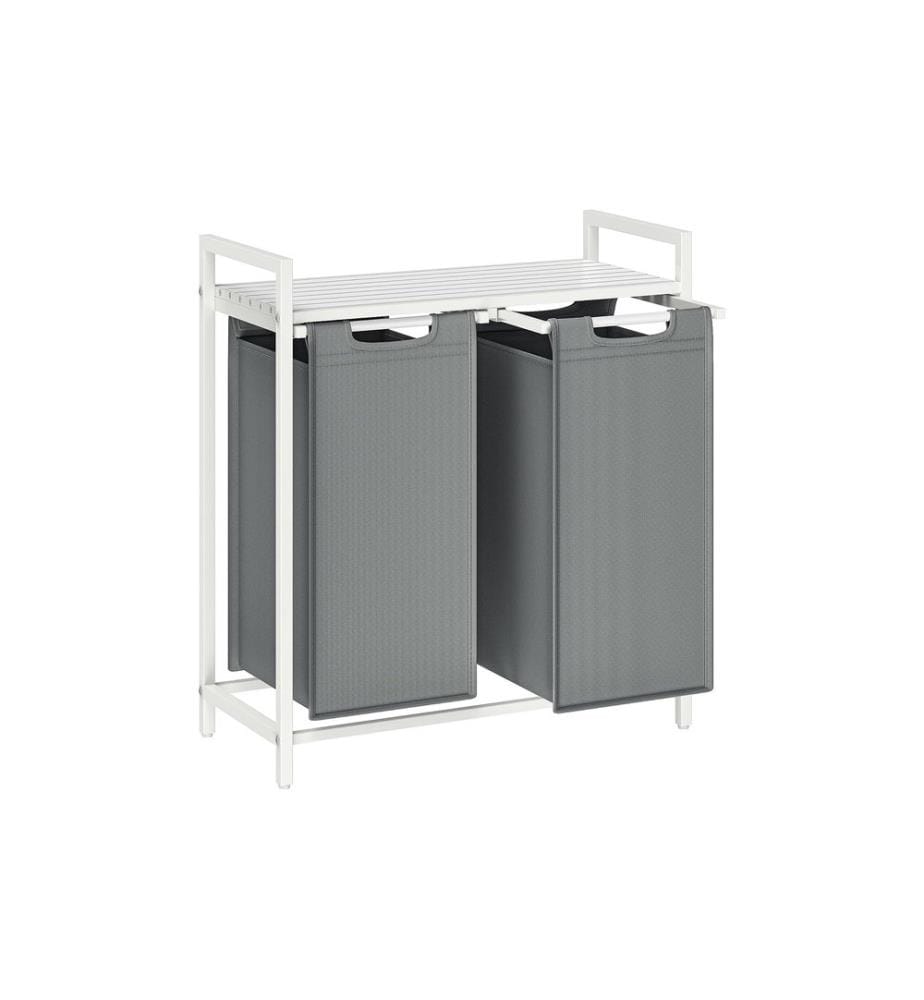 VASAGLE - Corbeille à linge avec tablette 2 x 46 l, Gris/Blanc