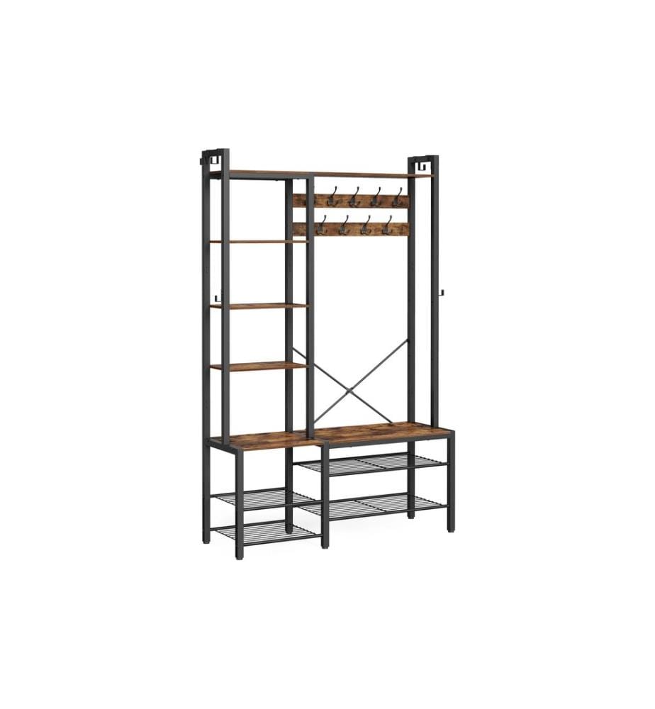 VASAGLE - Vestiaire avec étagère à chaussures et rangement 120 cm x 190 cm, Brun