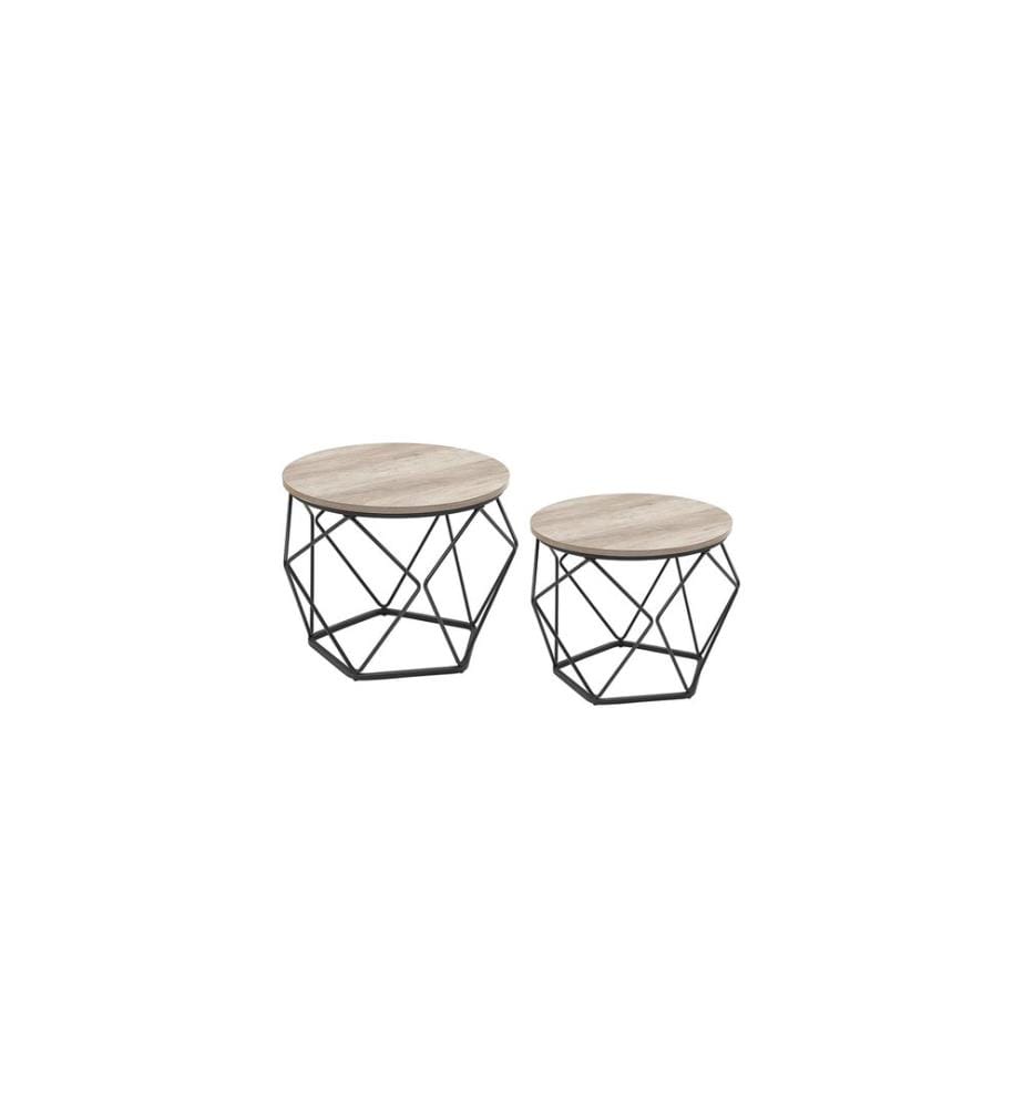 VASAGLE - Table basse 50 x 40.6 cm, gris / noir, lot de 2