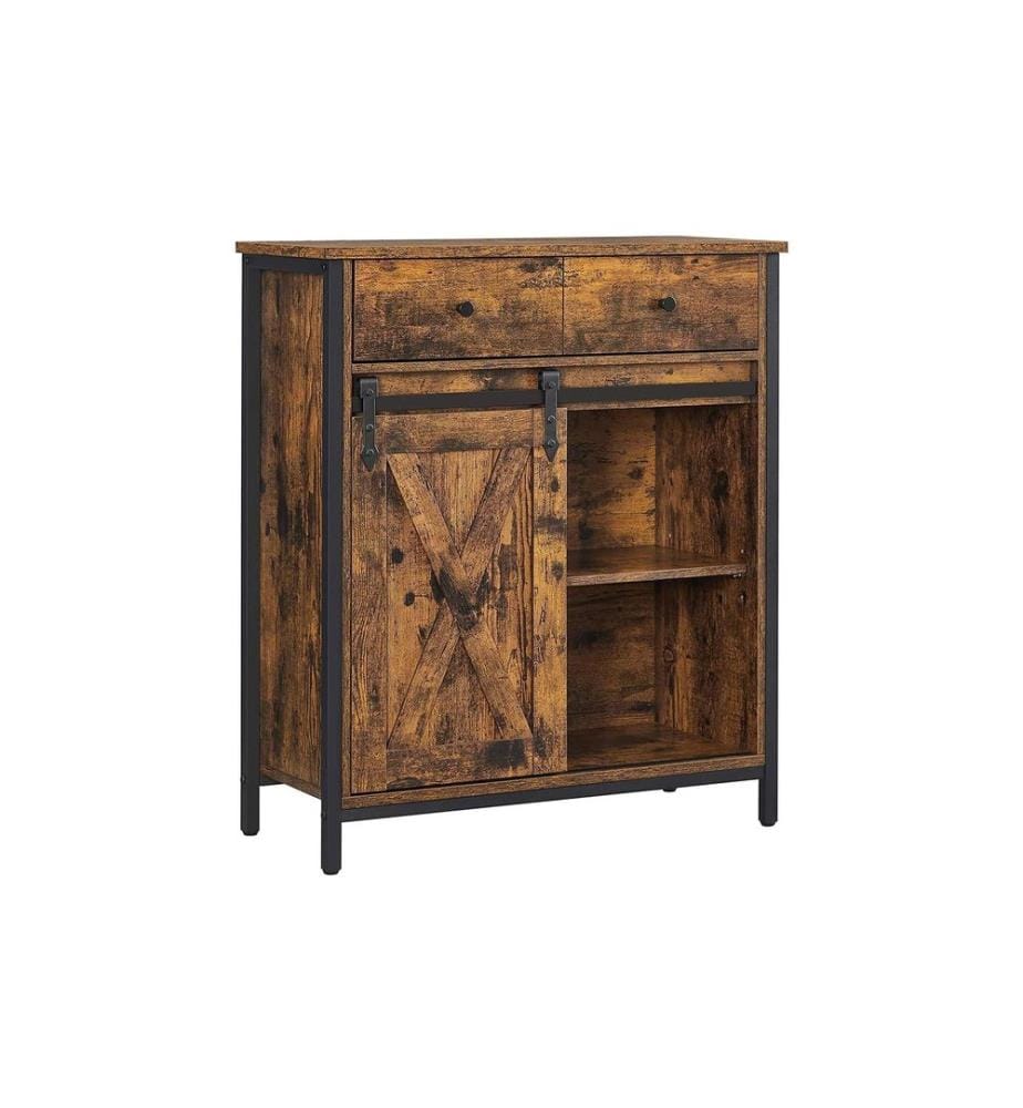 VASAGLE - Commode avec porte coulissante Industrial 30 x 80 cm, Brun