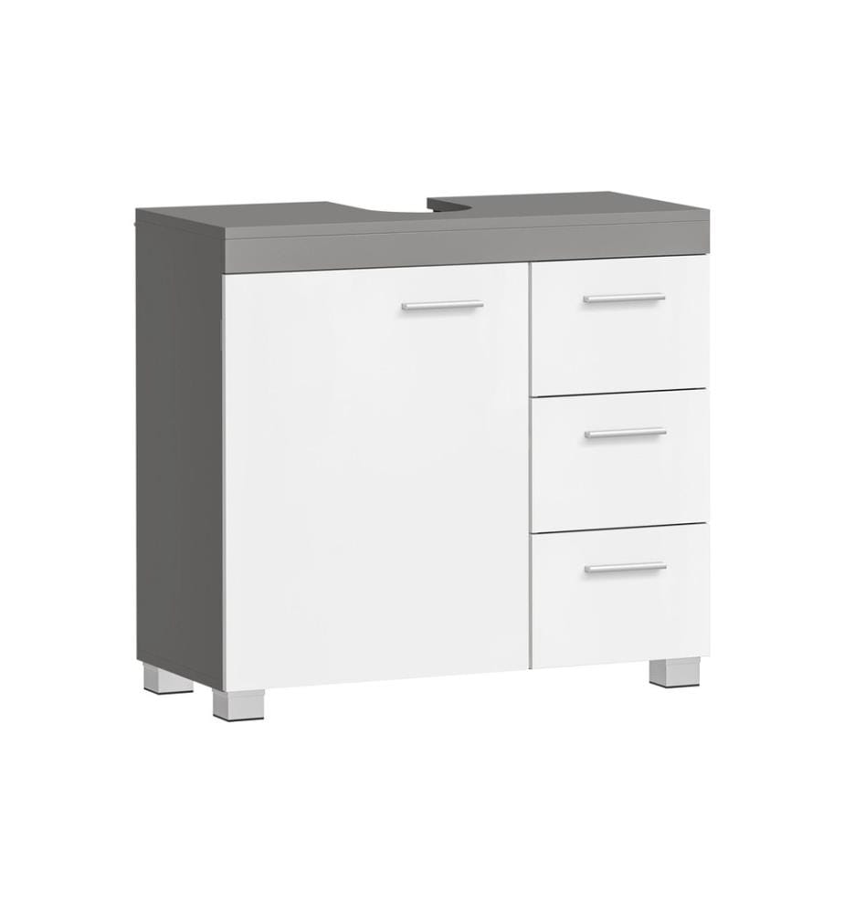 VASAGLE - Meuble sous lavabo 64 x 70 cm, Blanc/Gris