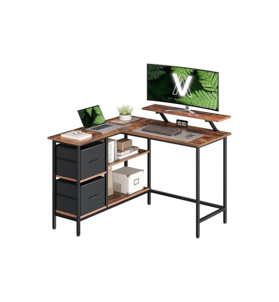 VASAGLE - Table en forme de L Marron 115 x 105 x 89.5 cm