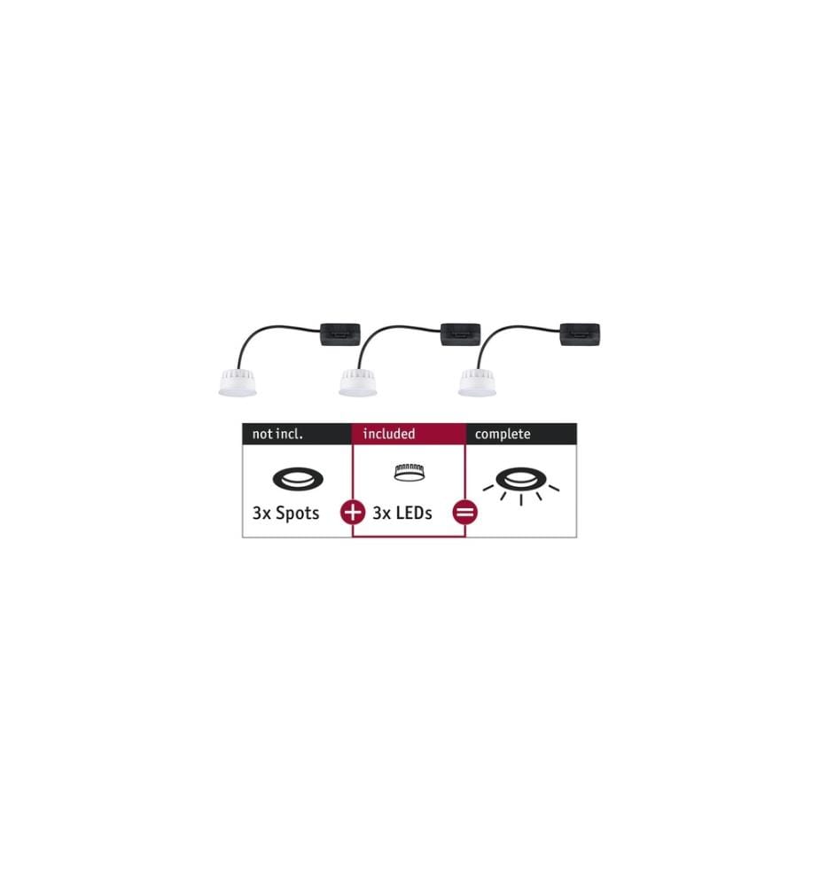 PAULMANN - Luminaire encastré Module LED Choose Coin Set de 3 pièces