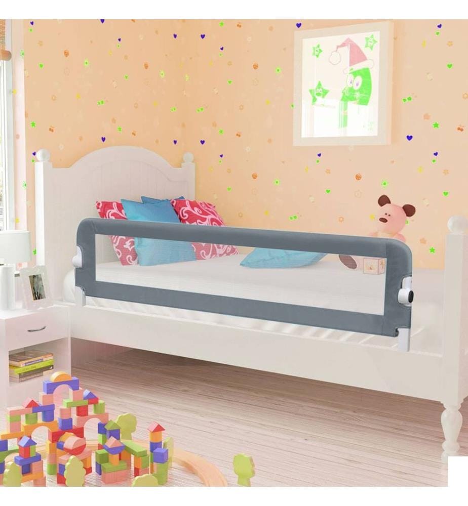 Barrière de lit enfant Gris 150x42 cm Polyester