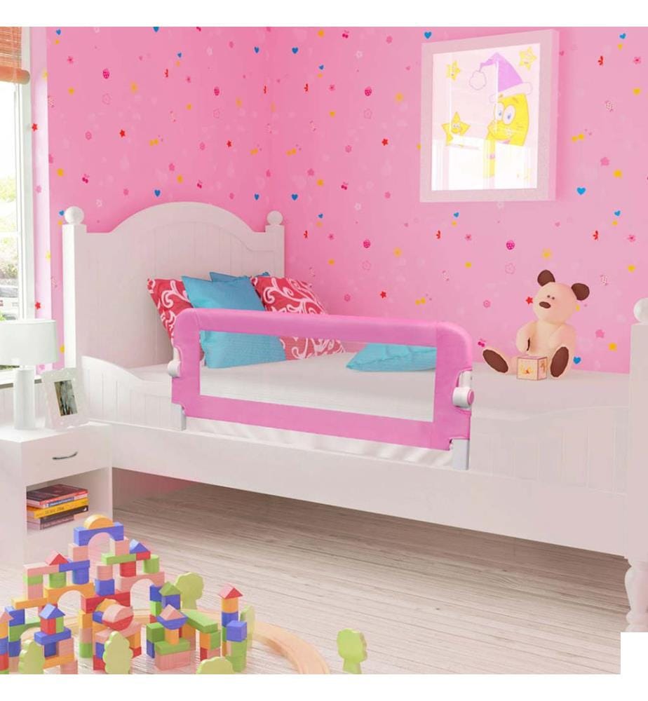 Barrière de sécurité de lit d'enfant Rose 120x42 cm Polyester