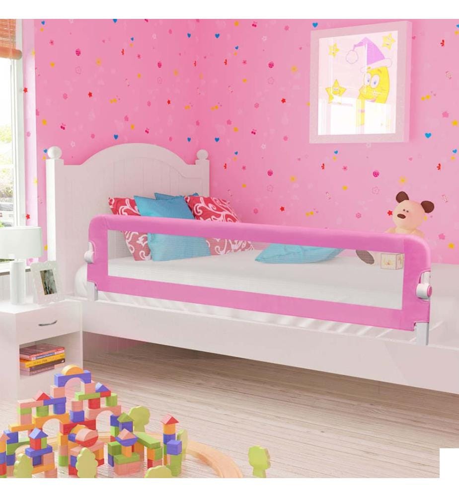 Barrière de sécurité de lit d'enfant Rose 180x42 cm Polyester