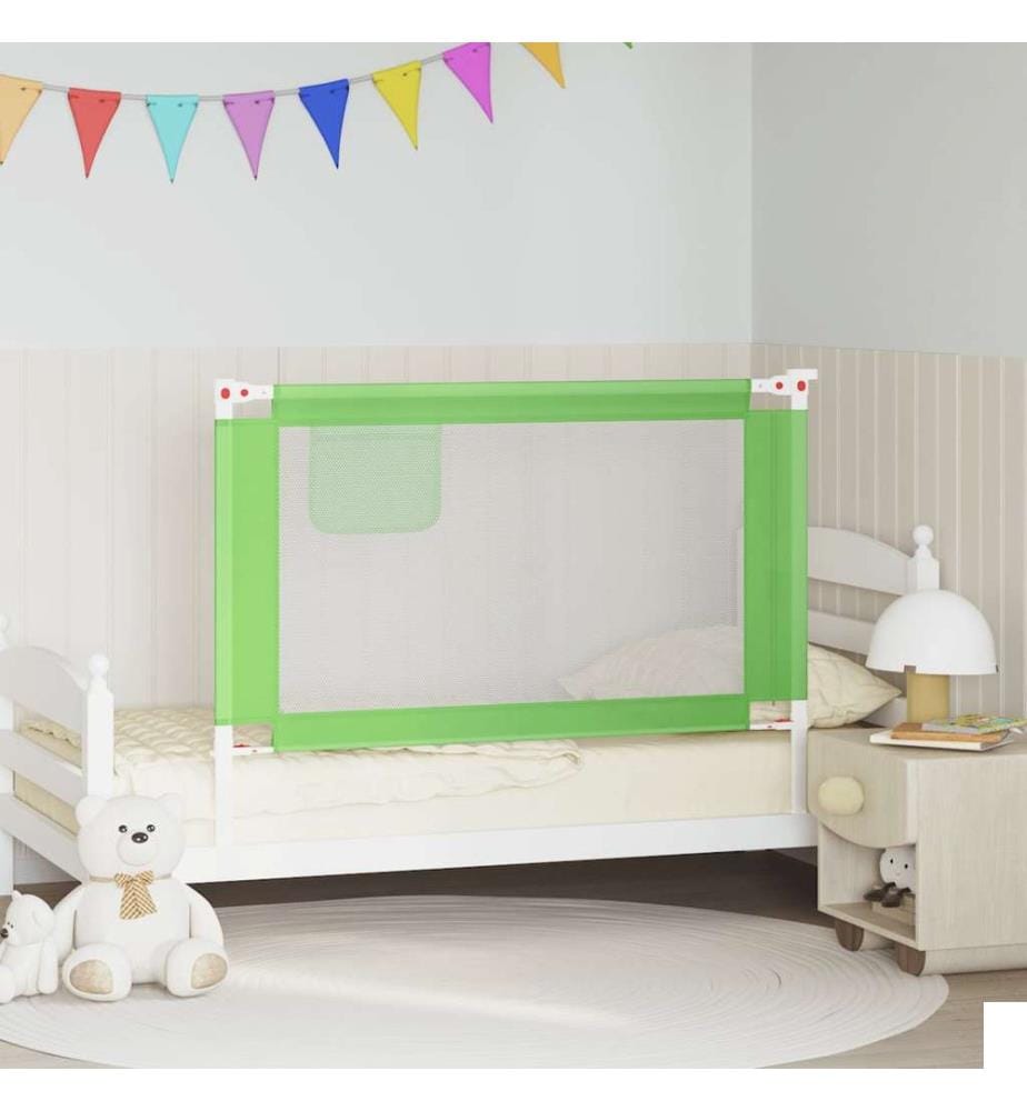 Barrière de sécurité de lit d'enfant Vert 120x25 cm Tissu