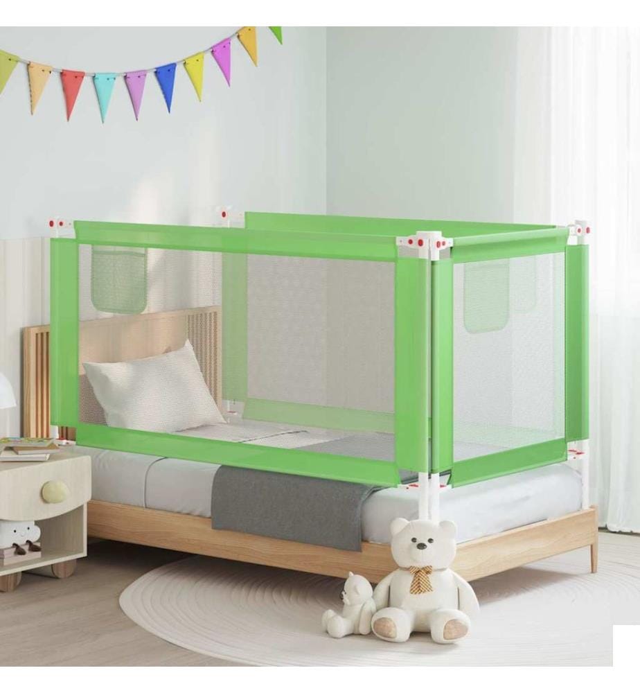 Barrière de sécurité de lit d'enfant Vert 160x25 cm Tissu