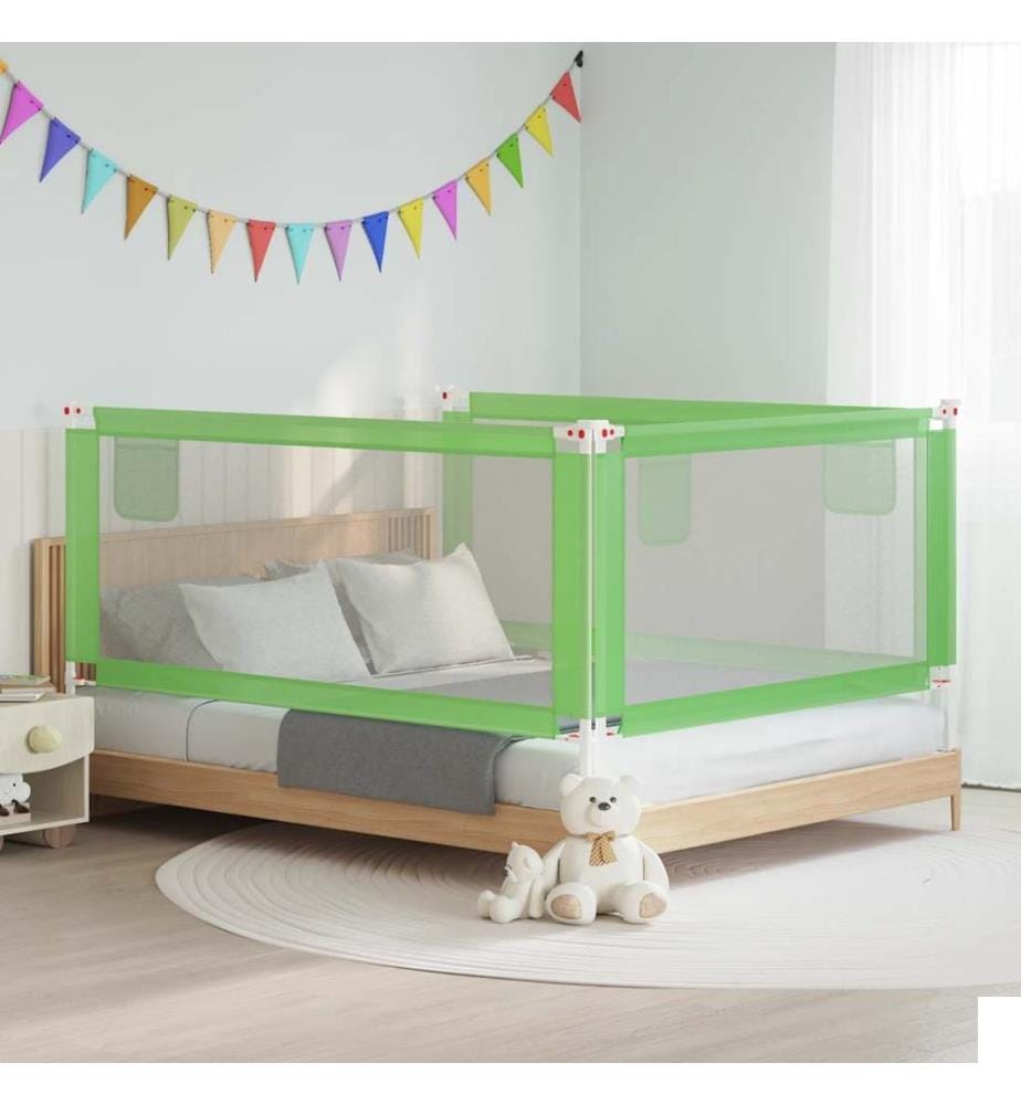 Barrière de sécurité de lit d'enfant Vert 190x25 cm Tissu