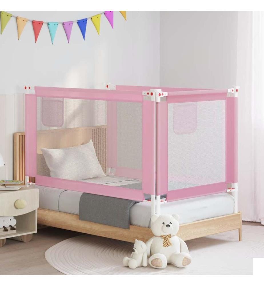 Barrière de sécurité de lit d'enfant Rose 140x25 cm Tissu