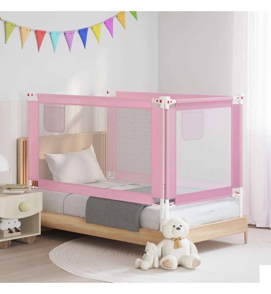 Barrière de sécurité de lit d'enfant Rose 150x25 cm Tissu