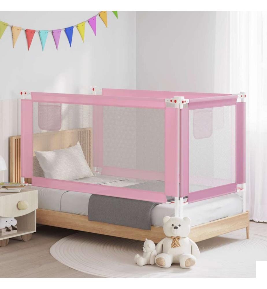Barrière de sécurité de lit d'enfant Rose 160x25 cm Tissu