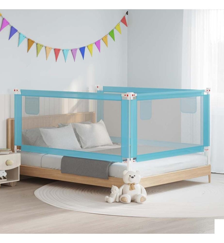 Barrière de sécurité de lit d'enfant Bleu 190x25 cm Tissu