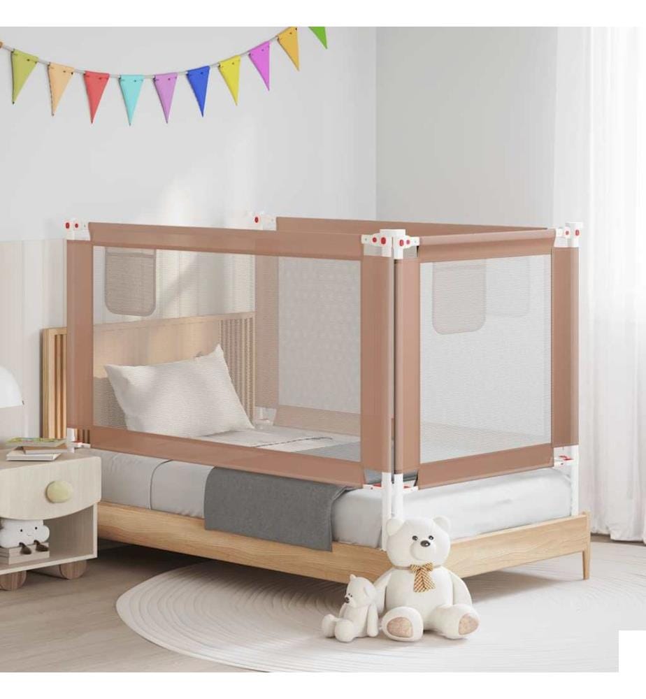 Barrière de sécurité de lit d'enfant Taupe 150x25 cm Tissu