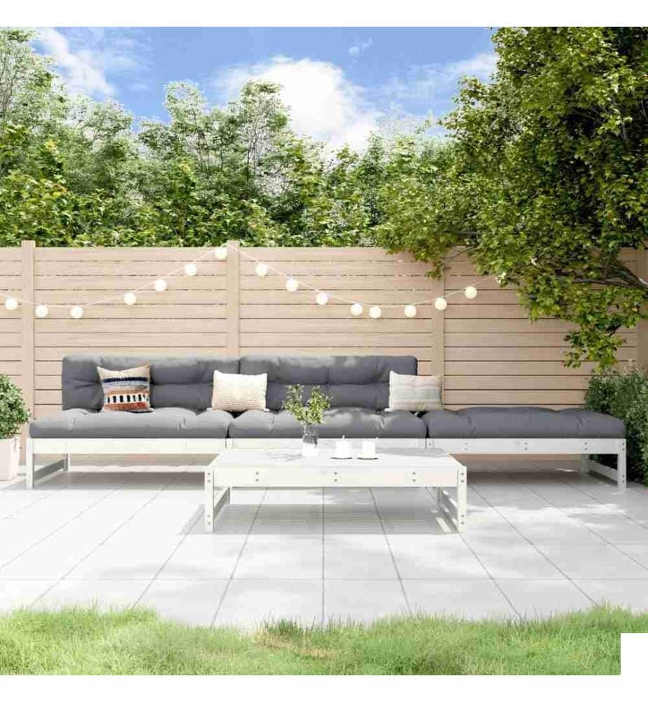 Salon de jardin 4 pcs blanc bois de pin massif