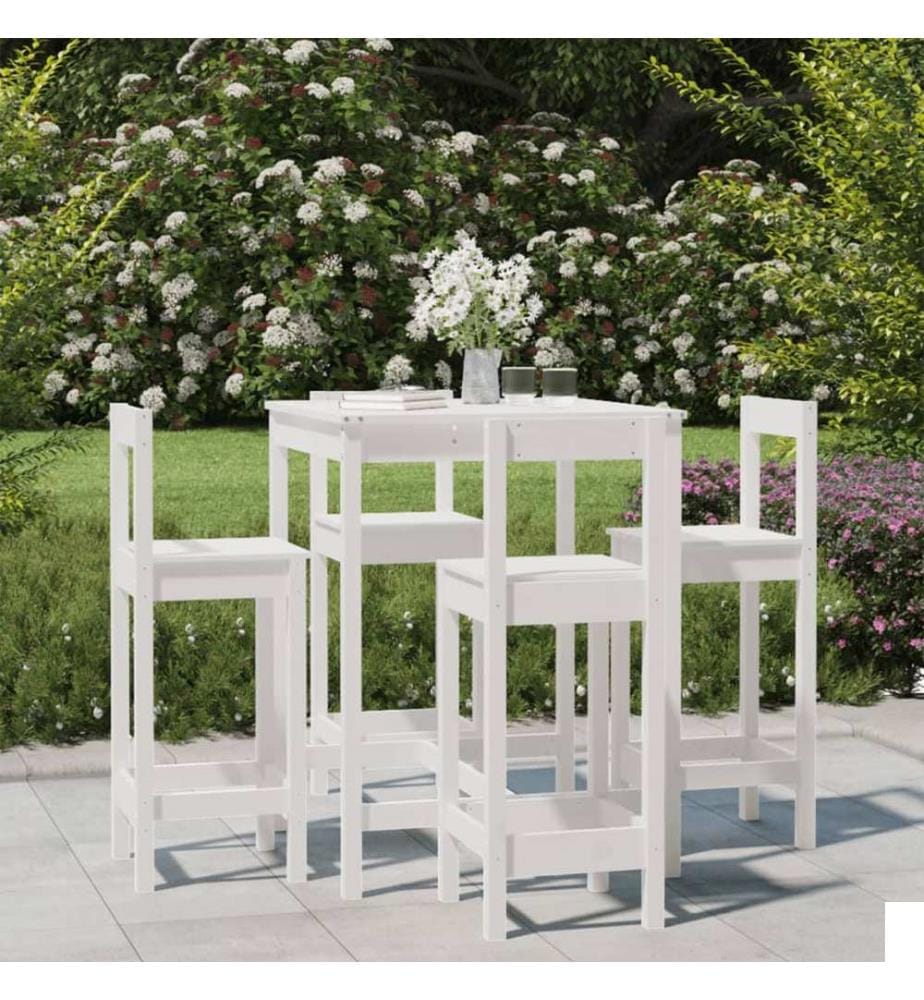 Ensemble de bar de jardin 5 pcs blanc bois massif de pin