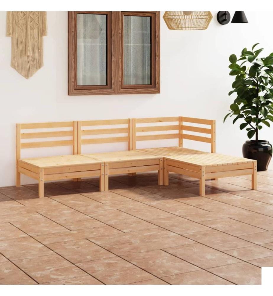 Salon de jardin 4 pcs Bois de pin massif