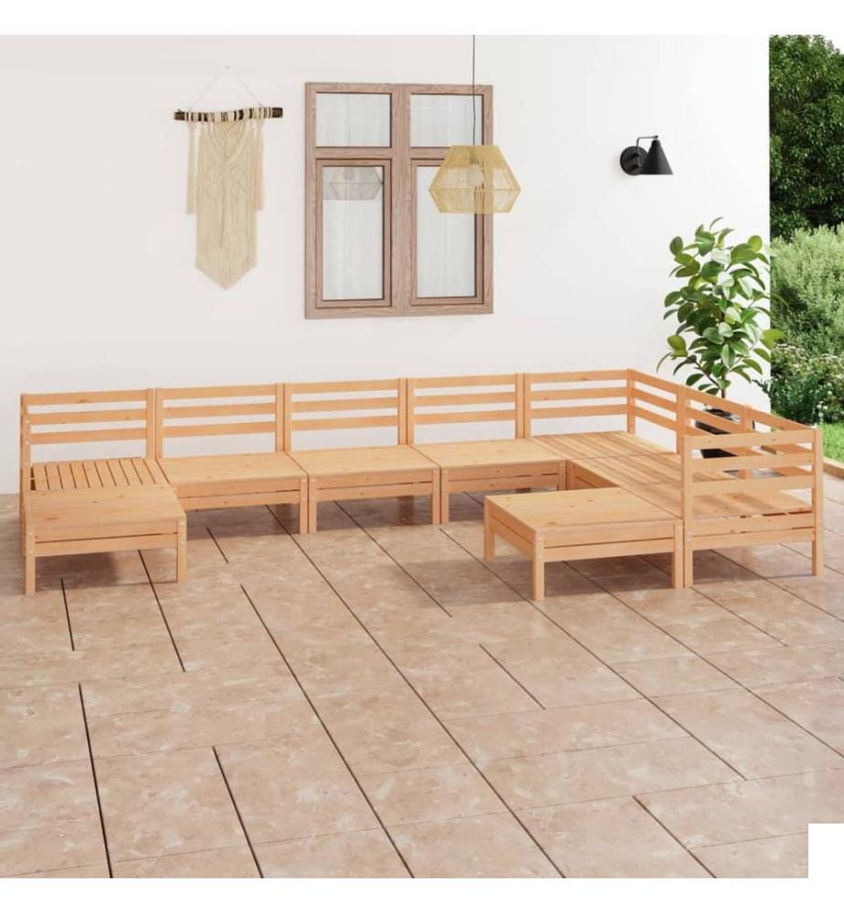 Salon de jardin 9 pcs Bois de pin massif