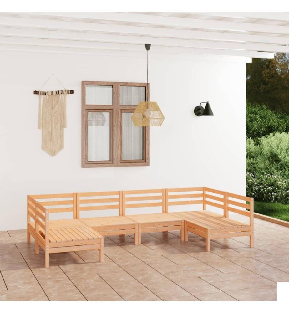 Salon de jardin 6 pcs Bois de pin massif