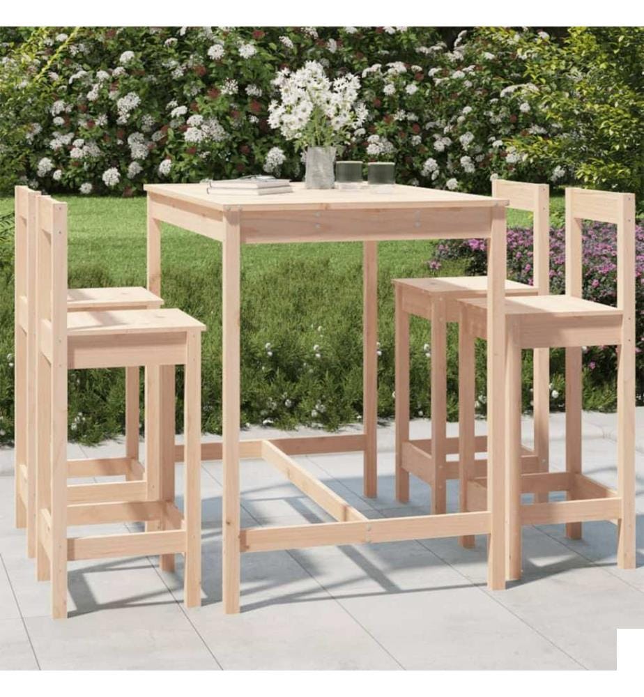 Ensemble de bar de jardin 5 pcs bois de pin massif