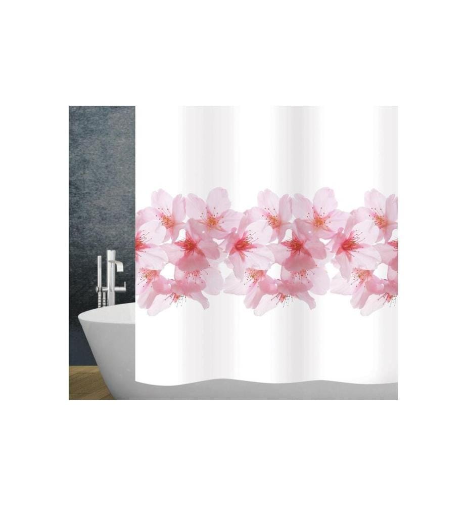 diaqua® - Rideau de douche Sakura 180 x 200 cm, Rose/Blanc