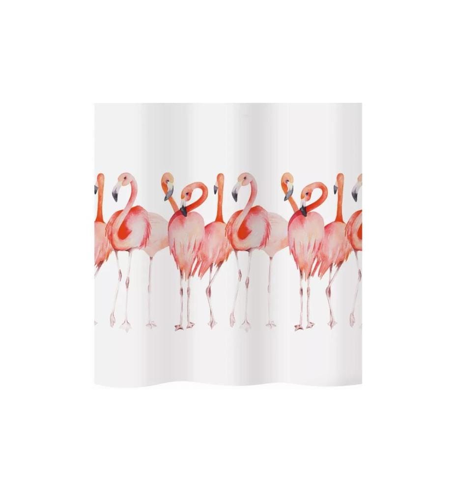 diaqua® - Rideau de douche Flamant rose 180 x 180 cm, Blanc/Rose
