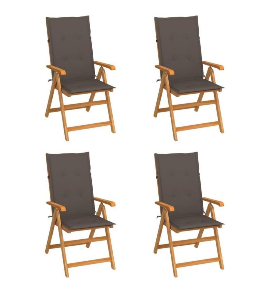 Chaises de jardin 4 pcs avec coussins taupe Bois de teck massif