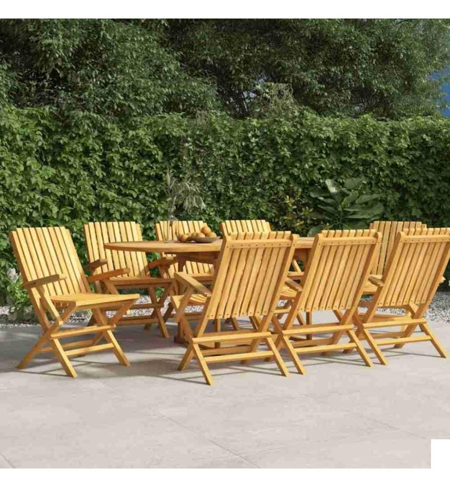 Chaises de jardin pliantes 8 pcs 61x67x90 cm bois massif teck
