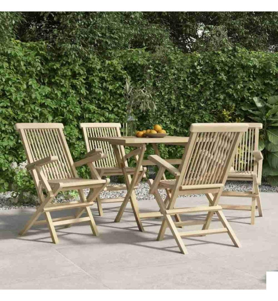Chaises de jardin pliantes 4 pcs gris 56x61x89 cm bois de teck